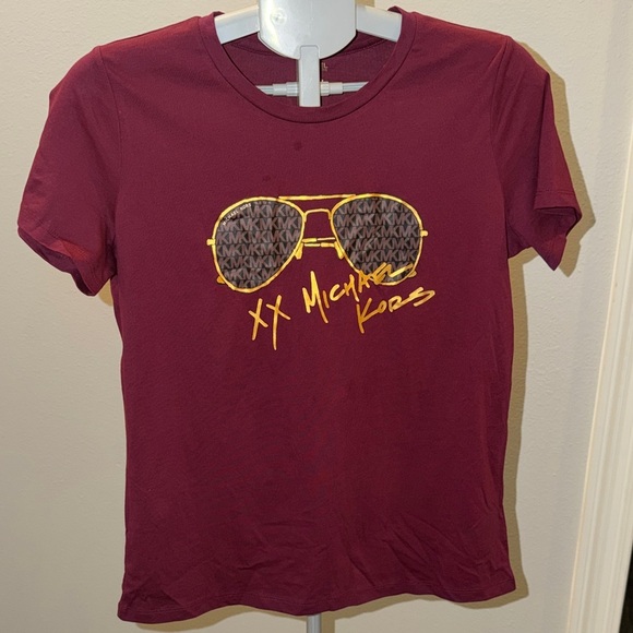 Michael Kors Tops - Michael Kors Maroon Logo Aviator Print T-Shirt